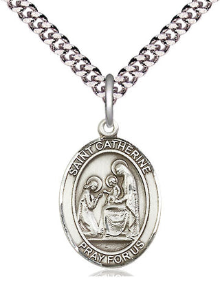 Pewter Saint Catherine of Siena Medal Religious Jewelry Engraved Catholic Saint Jewelry