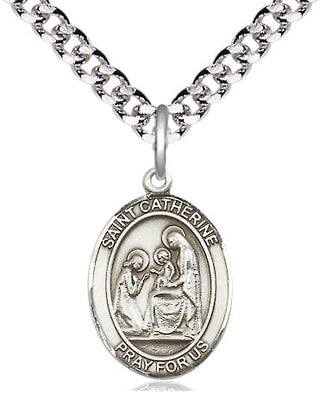 Pewter Saint Catherine of Siena Medal Religious Jewelry Engraved Catholic Saint Jewelry
