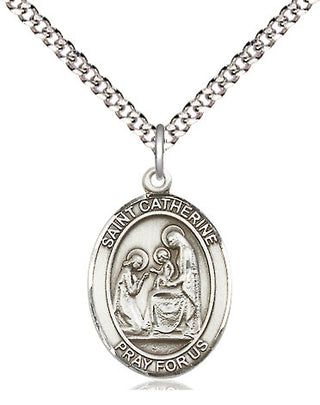 Pewter Saint Catherine of Siena Medal Religious Jewelry Engraved Catholic Saint Jewelry