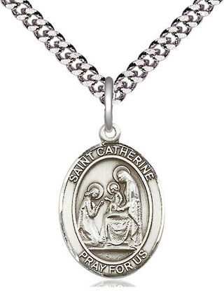 Pewter Saint Catherine of Siena Medal Religious Jewelry Engraved Catholic Saint Jewelry