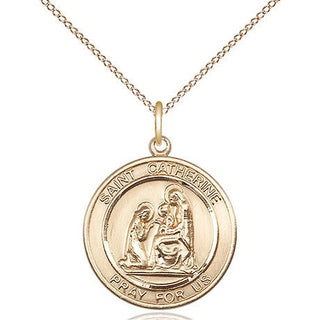 14kt Gold Filled Saint Catherine of Siena Medal Religious Jewelry Engraved Catholic Saint Jewelry