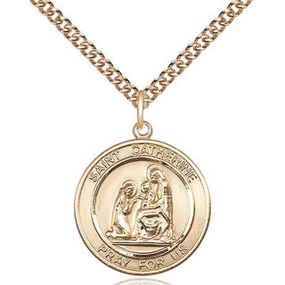 14kt Gold Filled Saint Catherine of Siena Medal Religious Jewelry Engraved Catholic Saint Jewelry