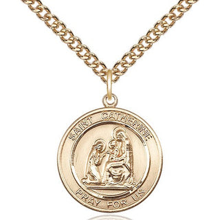 14kt Gold Filled Saint Catherine of Siena Medal Religious Jewelry Engraved Catholic Saint Jewelry