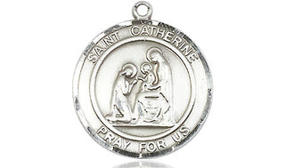 Pewter Saint Catherine of Siena Medal Engraved Catholic Saint Jewelry