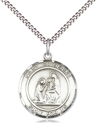 Pewter Saint Catherine of Siena Medal Religious Jewelry Engraved Catholic Saint Jewelry