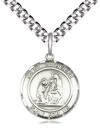 Pewter Saint Catherine of Siena Medal Religious Jewelry Engraved Catholic Saint Jewelry