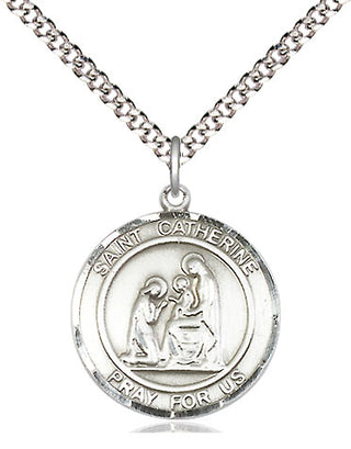 Pewter Saint Catherine of Siena Medal Religious Jewelry Engraved Catholic Saint Jewelry
