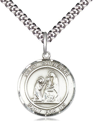 Sterling Silver Saint Catherine of Siena Medal Religious Jewelry Engraved Catholic Saint Jewelry