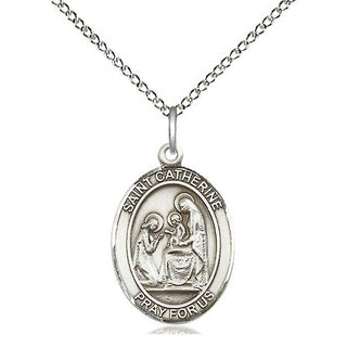 Sterling Silver Saint Catherine of Siena Medal Religious Jewelry Engraved Catholic Saint Jewelry