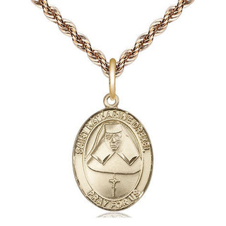 14kt Gold Saint Katharine Drexel Medal Engraved Catholic Saint Jewelry
