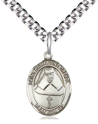 Pewter Saint Katharine Drexel Medal Religious Jewelry Engraved Catholic Saint Jewelry