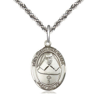Sterling Silver Saint Katharine Drexel Medal Religious Jewelry Engraved Catholic Saint Jewelry