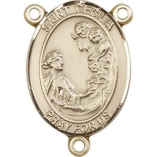 14kt Gold Filled Saint Cecilia Rosary Center Rosary Center Engraved Catholic Saint Jewelry