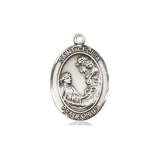Pewter Saint Cecilia Medal Engraved Catholic Saint Jewelry