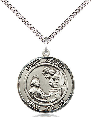 Pewter Saint Cecilia Medal Religious Jewelry Engraved Catholic Saint Jewelry