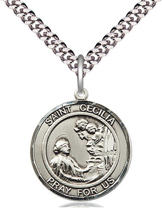 Pewter Saint Cecilia Medal Religious Jewelry Engraved Catholic Saint Jewelry