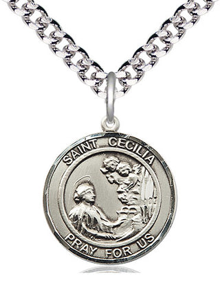 Pewter Saint Cecilia Medal Religious Jewelry Engraved Catholic Saint Jewelry