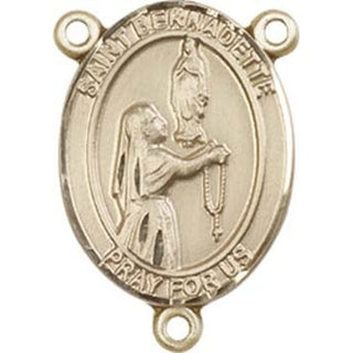 14kt Gold Saint Bernadette Rosary Center Rosary Center Engraved Catholic Saint Jewelry