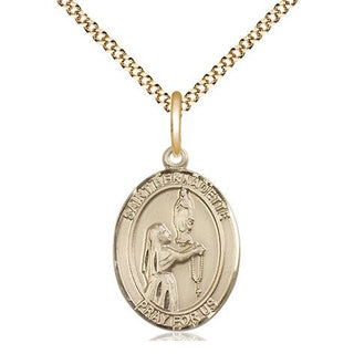 14kt Gold Filled Saint Bernadette Medal Religious Jewelry Engraved Catholic Saint Jewelry