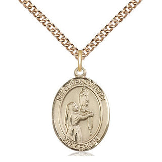14kt Gold Filled Saint Bernadette Medal Religious Jewelry Engraved Catholic Saint Jewelry