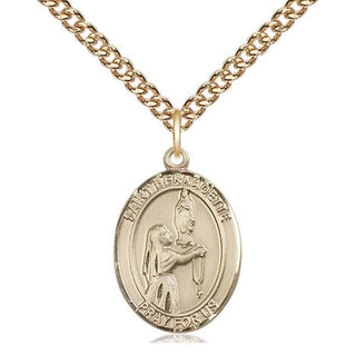 14kt Gold Saint Bernadette Medal Engraved Catholic Saint Jewelry