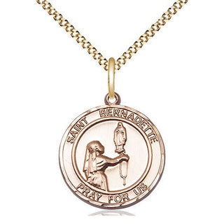 14kt Gold Filled Saint Bernadette Medal Religious Jewelry Engraved Catholic Saint Jewelry