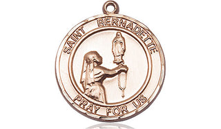 14kt Gold Saint Bernadette Medal Engraved Catholic Saint Jewelry
