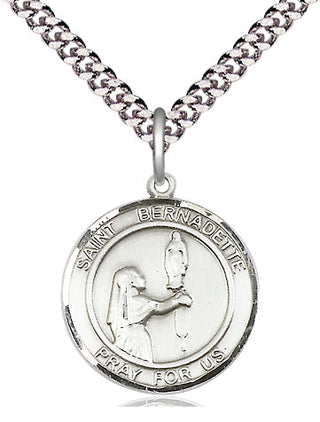 Pewter Saint Bernadette Medal Religious Jewelry Engraved Catholic Saint Jewelry