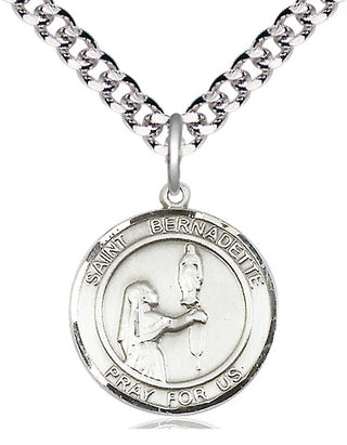Pewter Saint Bernadette Medal Religious Jewelry Engraved Catholic Saint Jewelry