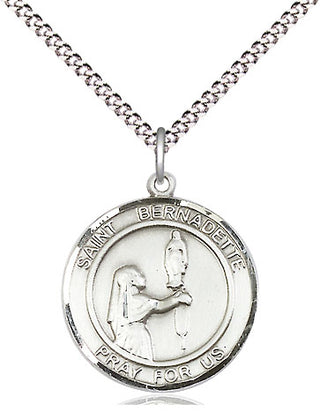 Sterling Silver Saint Bernadette Medal Religious Jewelry Engraved Catholic Saint Jewelry