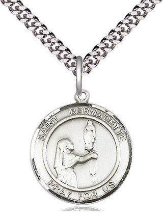 Sterling Silver Saint Bernadette Medal Religious Jewelry Engraved Catholic Saint Jewelry
