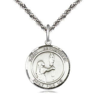 Sterling Silver Saint Bernadette Medal Religious Jewelry Engraved Catholic Saint Jewelry