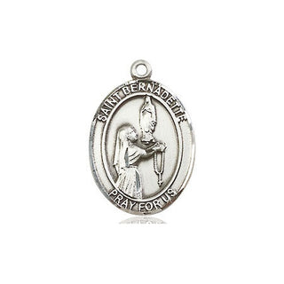 Sterling Silver Saint Bernadette Medal Religious Jewelry Engraved Catholic Saint Jewelry