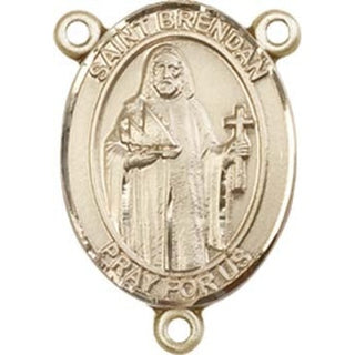 14kt Gold Filled Saint Brendan the Navigator Rosary Center Rosary Center Engraved Catholic Saint Jewelry