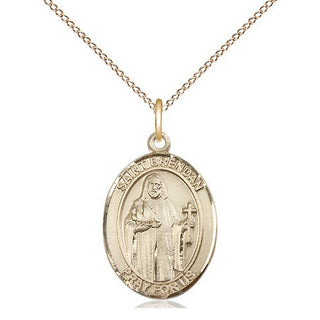 14kt Gold Saint Brendan the Navigator Medal Engraved Catholic Saint Jewelry