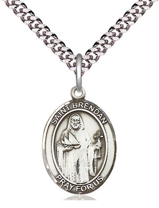 Pewter Saint Brendan the Navigator Medal Religious Jewelry Engraved Catholic Saint Jewelry