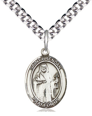 Pewter Saint Brendan the Navigator Medal Religious Jewelry Engraved Catholic Saint Jewelry