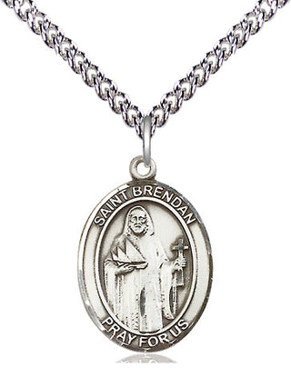 Sterling Silver Saint Brendan the Navigator Medal Religious Jewelry Engraved Catholic Saint Jewelry