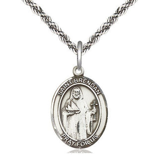 Sterling Silver Saint Brendan the Navigator Medal Religious Jewelry Engraved Catholic Saint Jewelry