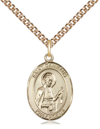 14kt Gold Filled Saint Camillus of Lellis Medal Religious Jewelry Engraved Catholic Saint Jewelry