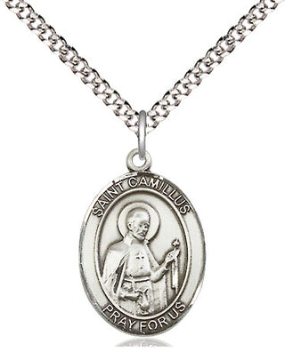 Pewter Saint Camillus of Lellis Medal Religious Jewelry Engraved Catholic Saint Jewelry