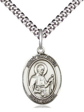 Pewter Saint Camillus of Lellis Medal Religious Jewelry Engraved Catholic Saint Jewelry