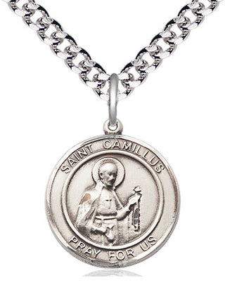 Pewter Saint Camillus of Lellis Medal Religious Jewelry Engraved Catholic Saint Jewelry