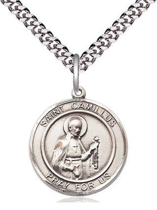 Pewter Saint Camillus of Lellis Medal Religious Jewelry Engraved Catholic Saint Jewelry