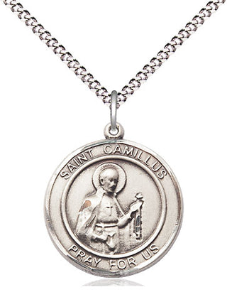 Sterling Silver Saint Camillus of Lellis Medal Religious Jewelry Engraved Catholic Saint Jewelry