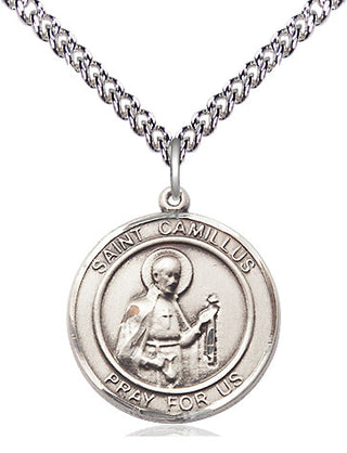 Sterling Silver Saint Camillus of Lellis Medal Religious Jewelry Engraved Catholic Saint Jewelry