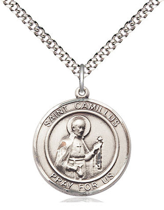 Sterling Silver Saint Camillus of Lellis Medal Religious Jewelry Engraved Catholic Saint Jewelry