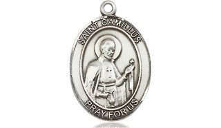 Sterling Silver Saint Camillus of Lellis Medal Religious Jewelry Engraved Catholic Saint Jewelry