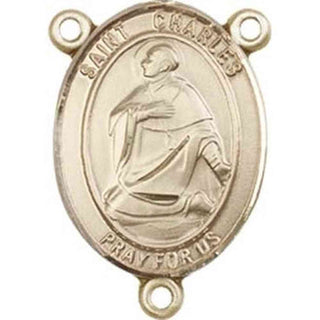 14kt Gold Saint Charles Borromeo Rosary Center Rosary Center Engraved Catholic Saint Jewelry