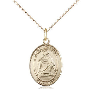 14kt Gold Filled Saint Charles Borromeo Medal Religious Jewelry Engraved Catholic Saint Jewelry